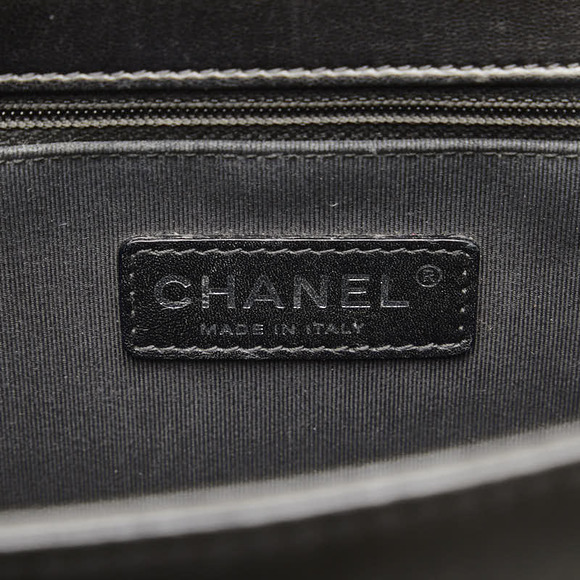 CHANEL Cocomark Boy Large Chain Bag Beige Black Lambskin - Picture 8 of 10